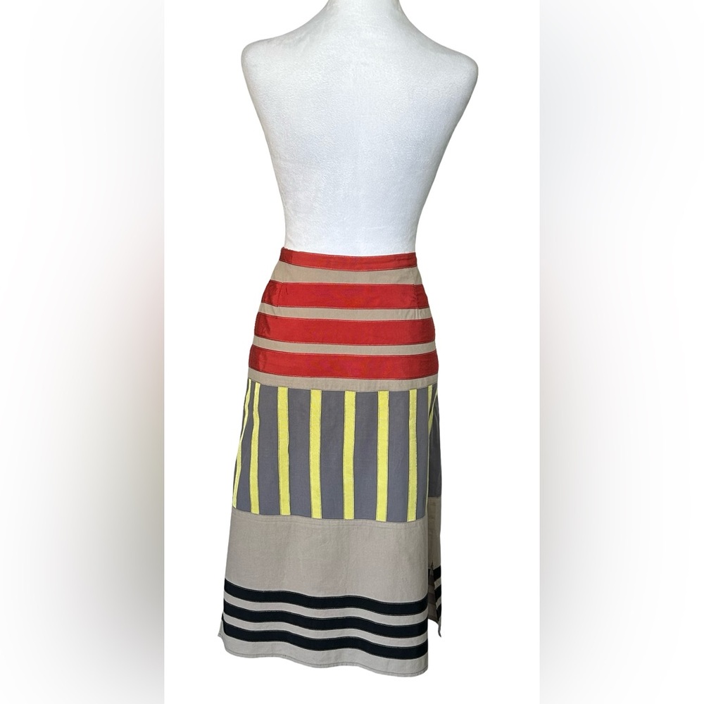 Neeah by D.A.R. Striped Midi Skirt Multicolor Cotton Size M Modest Art Boho - Picture 7 of 11